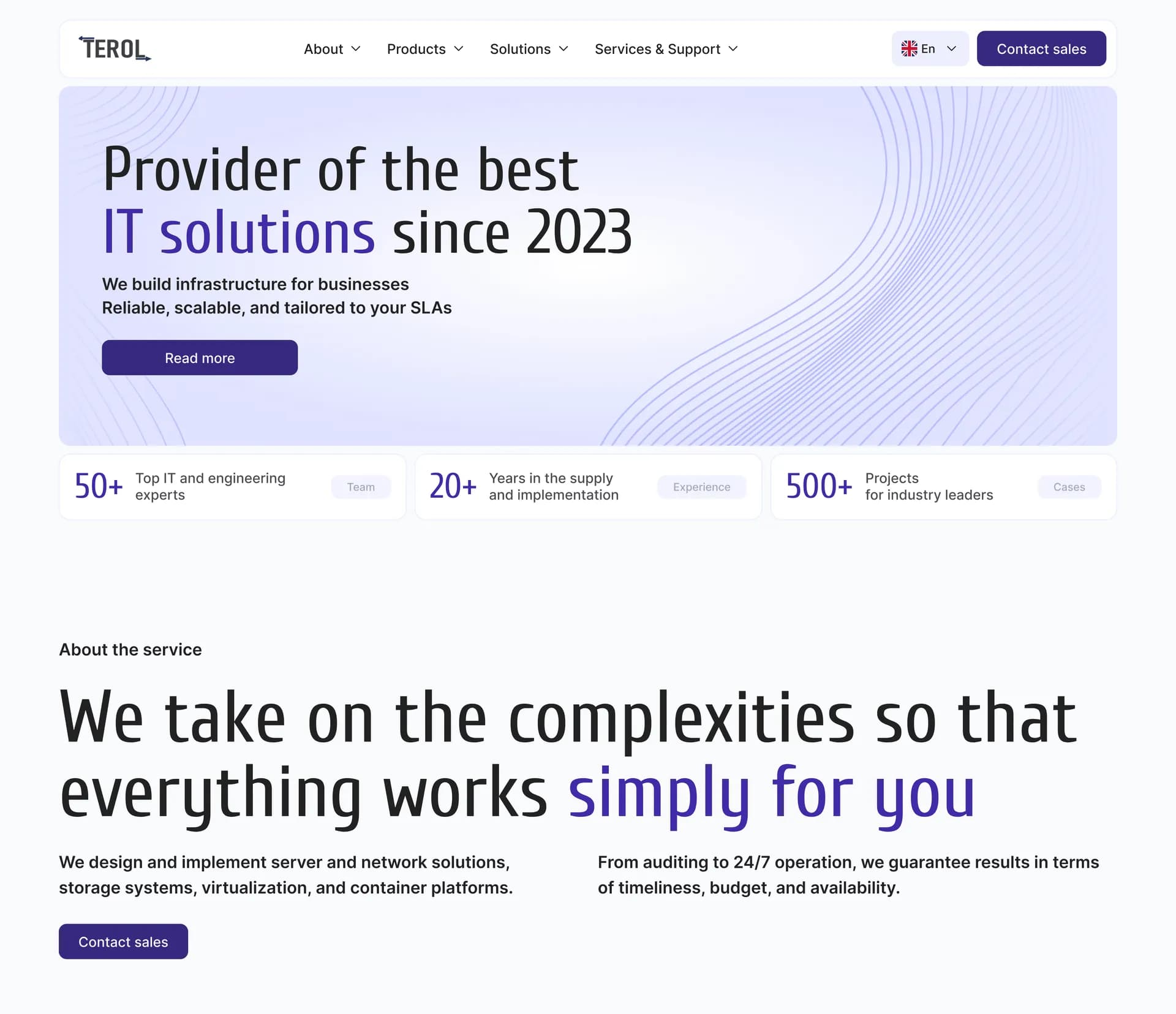 Главная страница terol.co.th с ключевыми цифрами компании