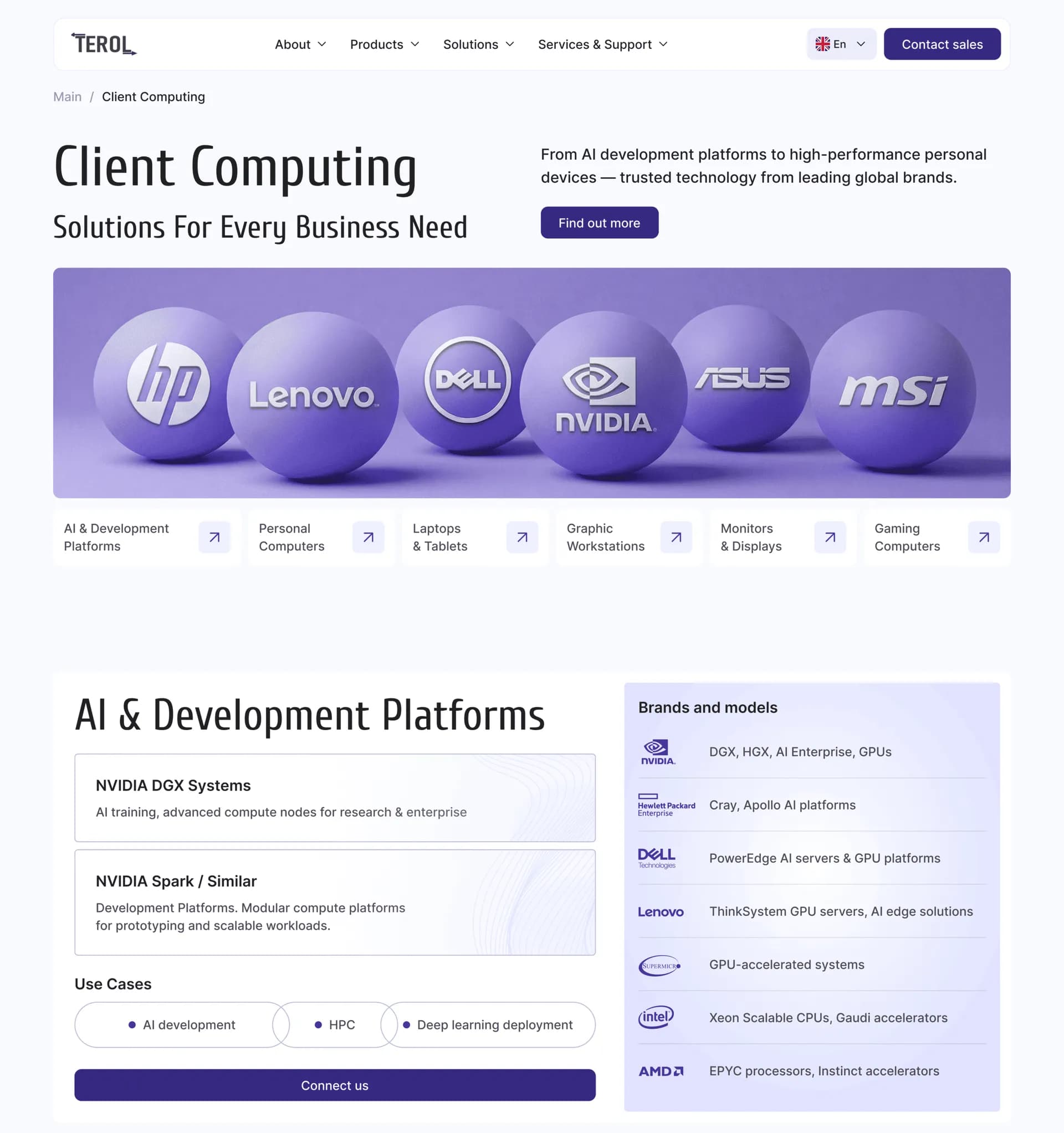 Страница Client Computing с линейкой бренд‑партнёров